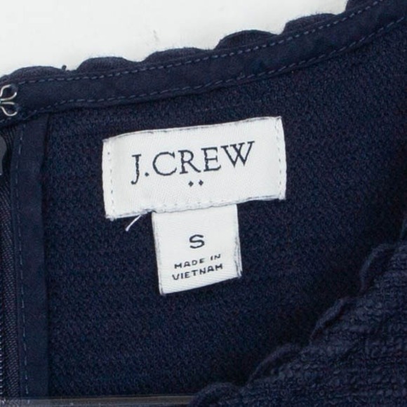 J. Crew Womens Navy Textured Scalloped Neck Sleeveless Shell Top Size S Career - Picture 4 of 8